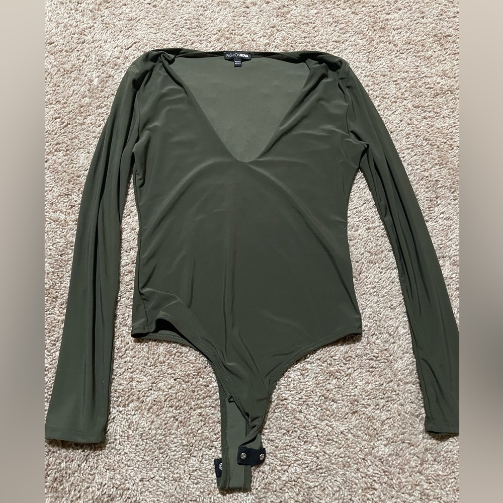 Fashion Nova Olive Green Bodysuit